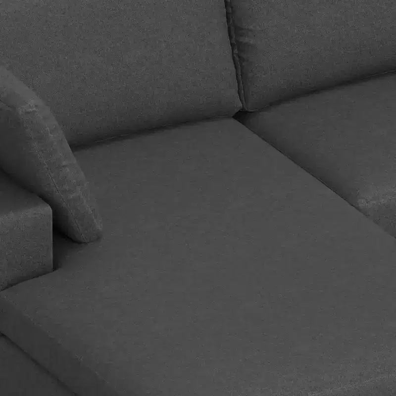 Divano componibile a L con sezione sinistra, seduta profonda, 4 posti – Crema / Grigio ciottolo