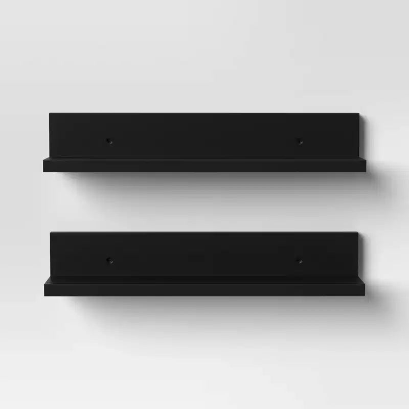 Mensola/Cornice portafoto da parete in nero/naturale/bianco, confezione da 2 pezzi