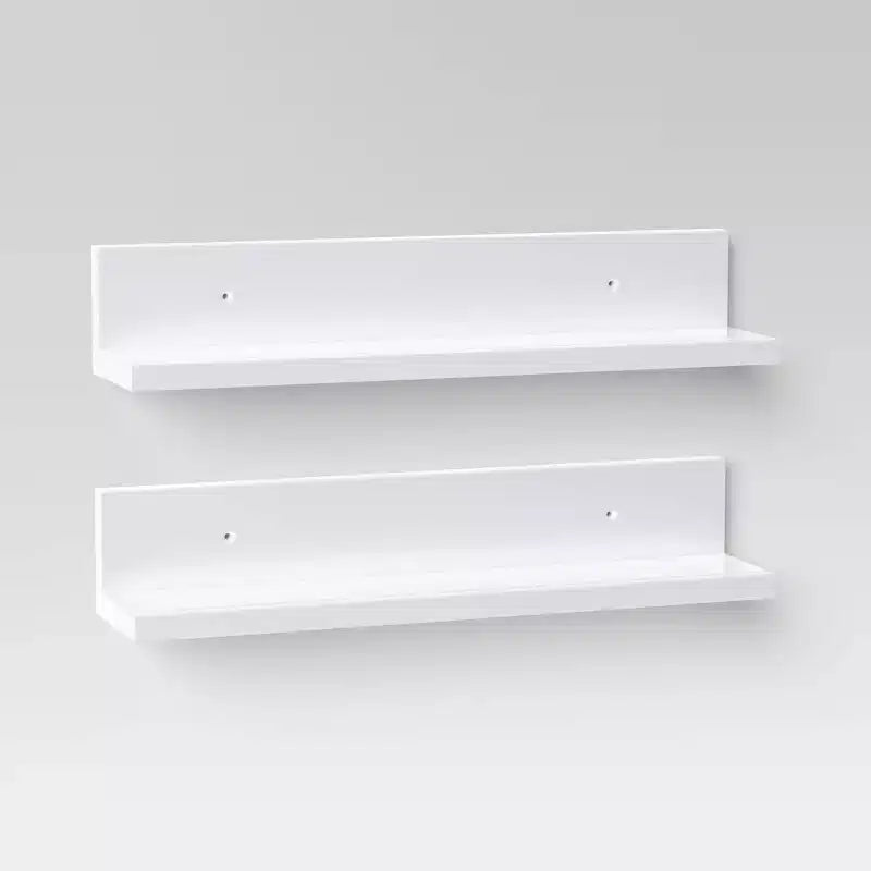 Mensola/Cornice portafoto da parete in nero/naturale/bianco, confezione da 2 pezzi