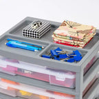 Cassettiera a rotelle in plastica a 5 cassetti, nera/grigia/bianca, con piano organizer, utente singolo