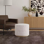 Pouf rotondo Cloud con base in legno – Crema / Crema e Grigio, 1 posto