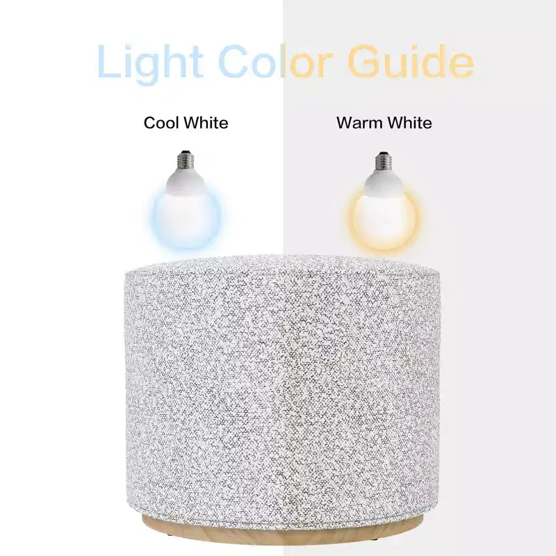 Pouf rotondo Cloud con base in legno – Crema / Crema e Grigio, 1 posto