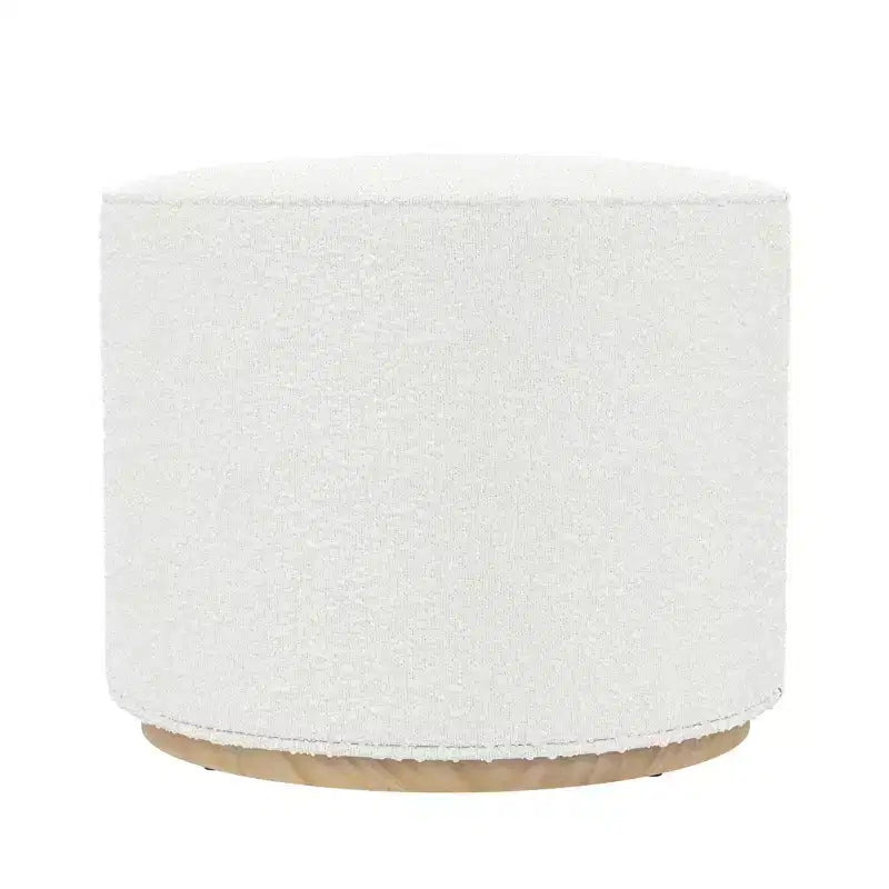 Pouf rotondo Cloud con base in legno – Crema / Crema e Grigio, 1 posto