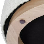 Pouf rotondo Cloud con base in legno – Crema / Crema e Grigio, 1 posto