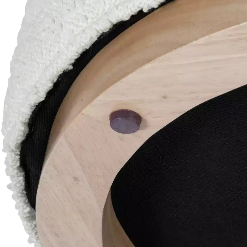 Pouf rotondo Cloud con base in legno – Crema / Crema e Grigio, 1 posto