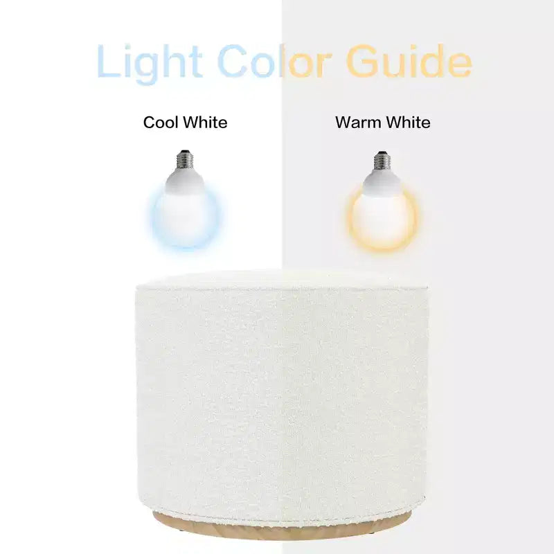 Pouf rotondo Cloud con base in legno – Crema / Crema e Grigio, 1 posto