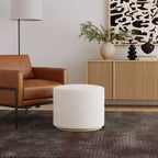 Pouf rotondo Cloud con base in legno – Crema / Crema e Grigio, 1 posto
