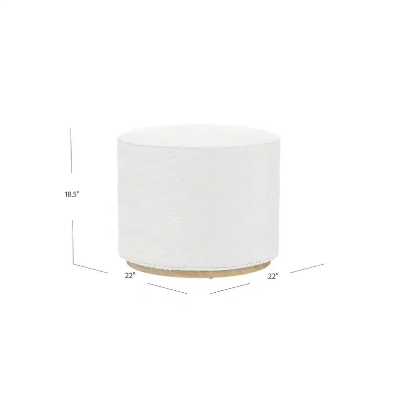 Pouf rotondo Cloud con base in legno – Crema / Crema e Grigio, 1 posto