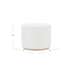Pouf rotondo Cloud con base in legno – Crema / Crema e Grigio, 1 posto