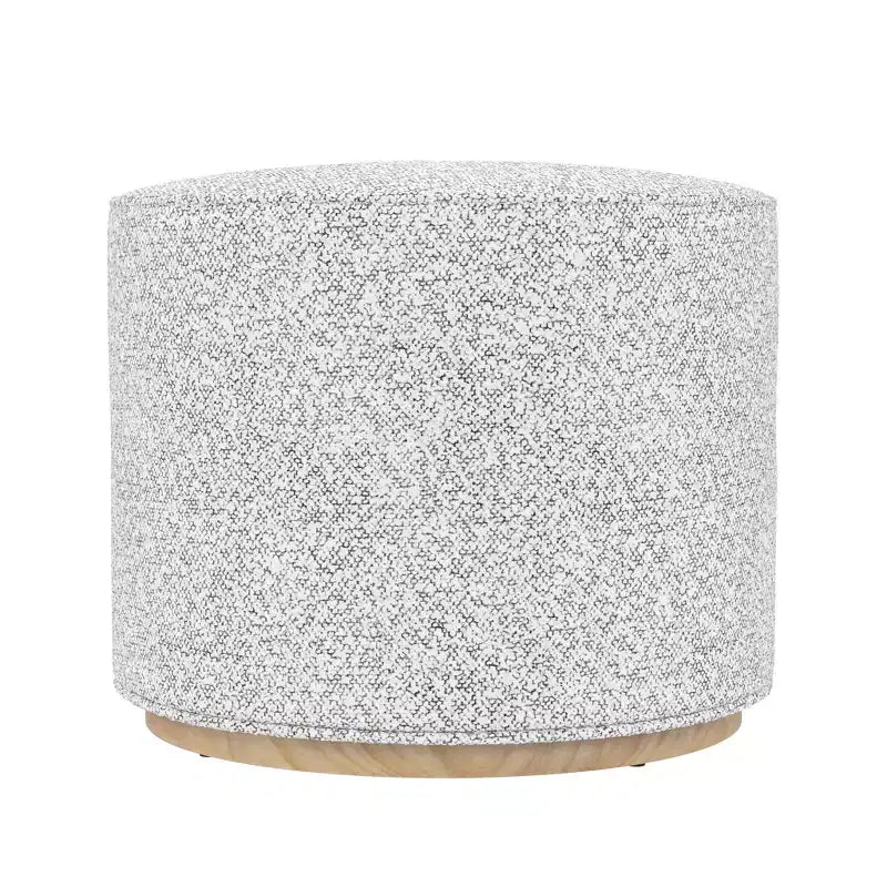Pouf rotondo Cloud con base in legno – Crema / Crema e Grigio, 1 posto